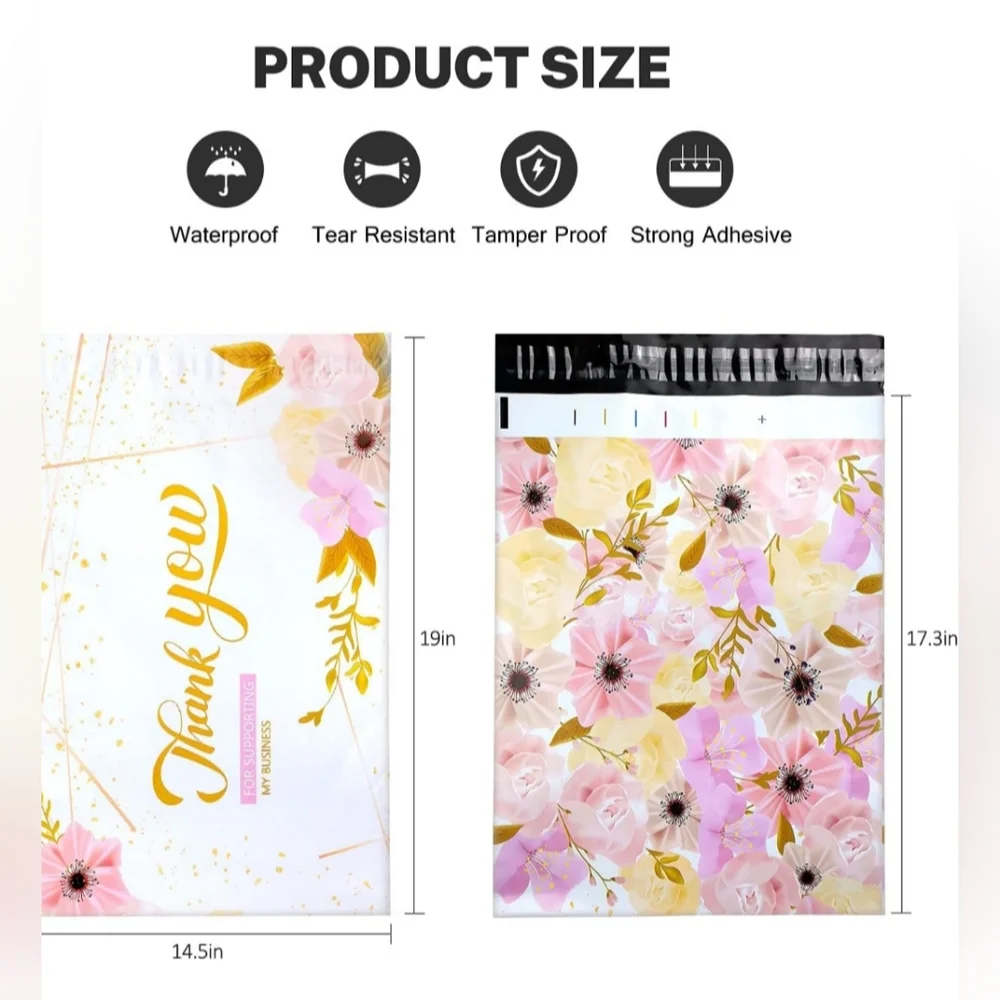 New 25 New 19×14.5 Poly Mailers Shipping Envelopes Floral Thank You Bags
